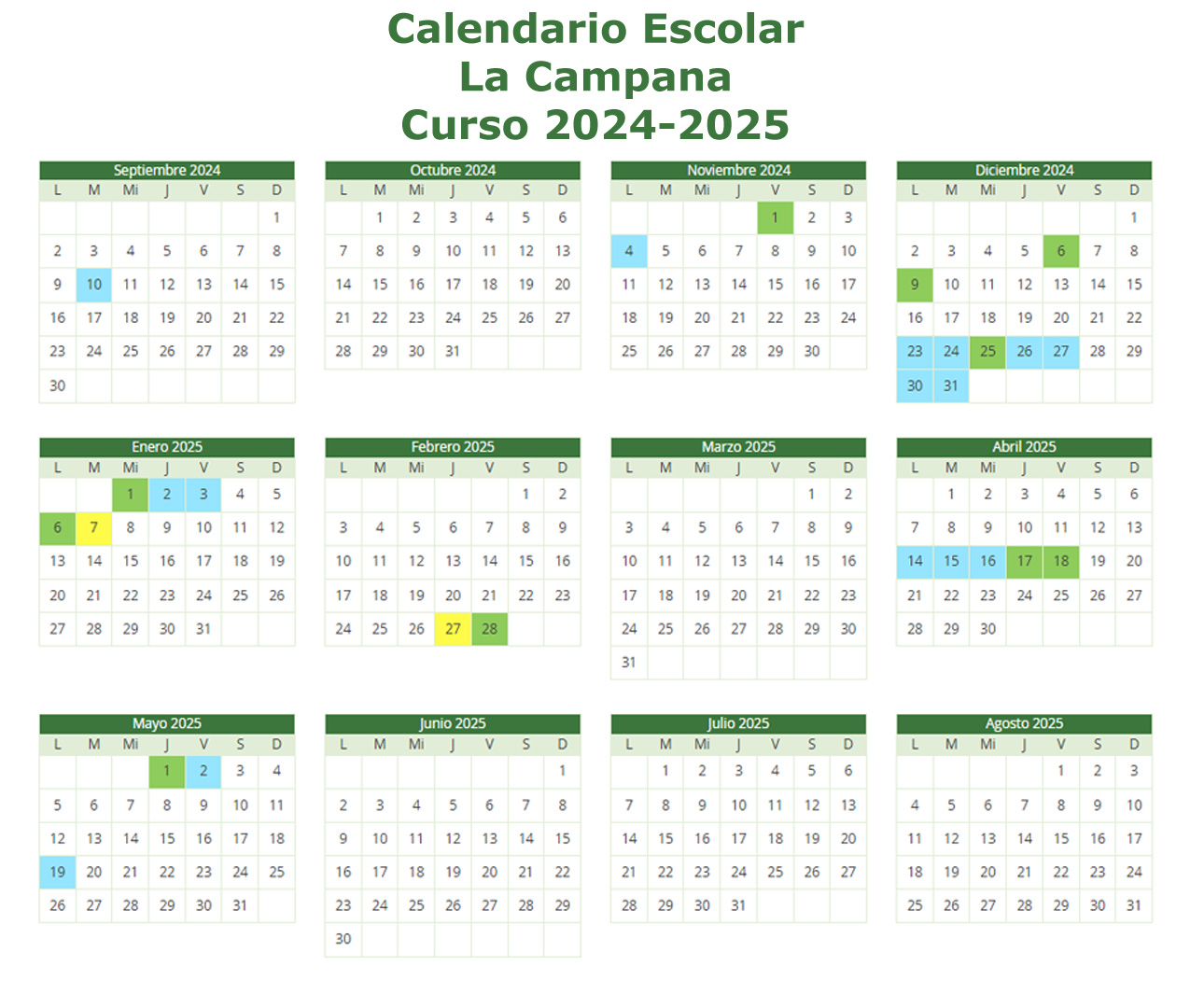 Calendario Escolar 2024 2025